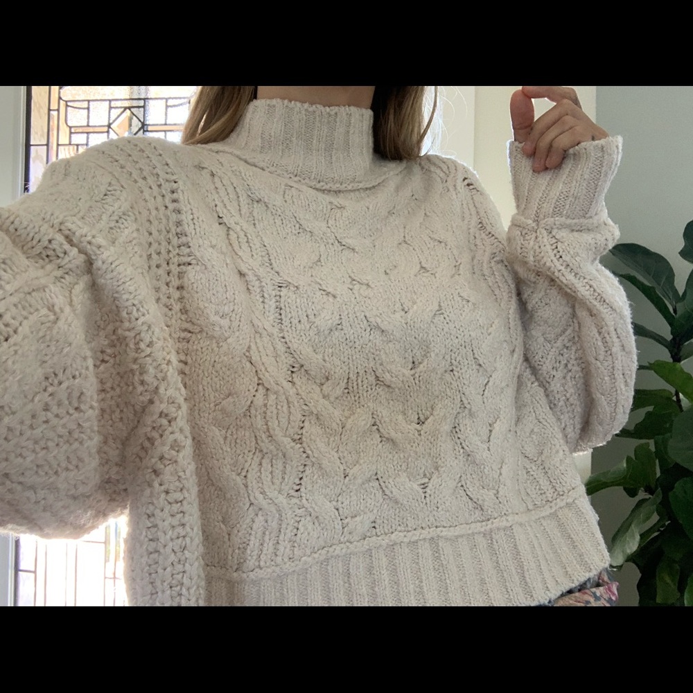 Free People Cropped Turtleneck Sweater